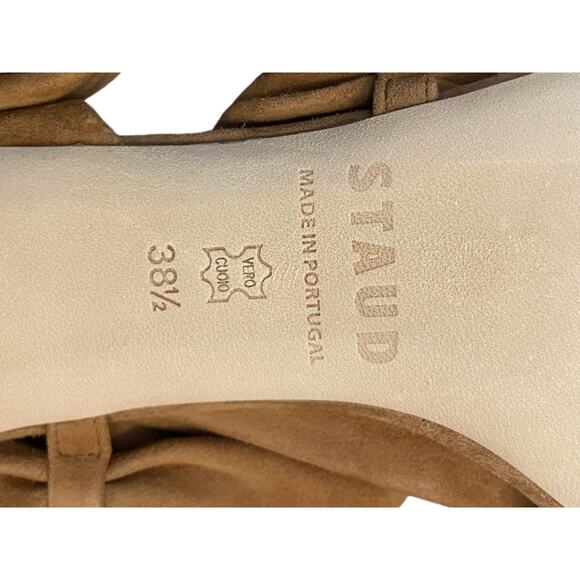 Staud Rellie Heel Sandal Wrap Ankle Strap Suede Leather Open Toe Cashew 8.5/38.5 - Picture 11 of 14